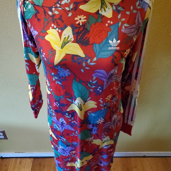 Adidas Floral Red Midi Dress - Picture 4 of 6